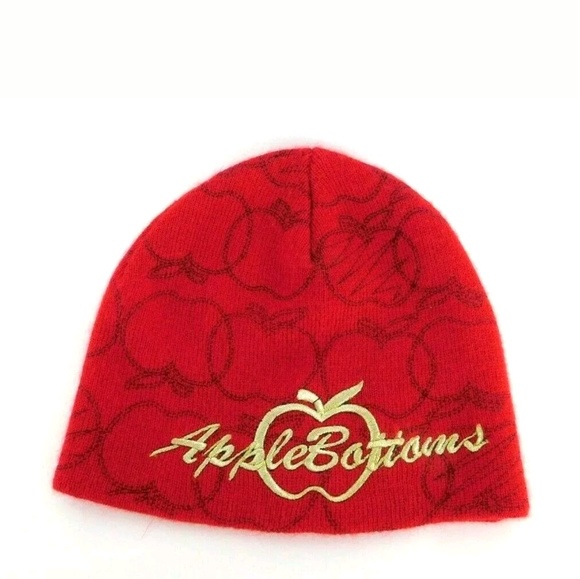 Apple Bottoms Accessories - Woman's Apple Bottoms Red & Gold Knit Beanie Hat